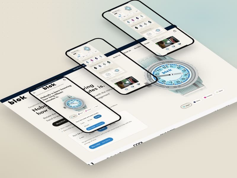 Blok Watches store shown on desktop and mobile