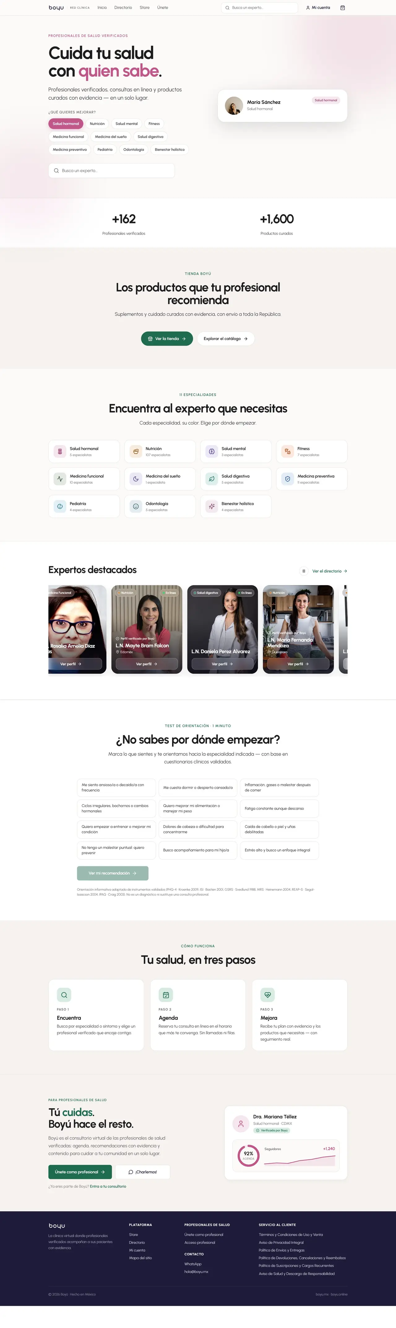 Scrolling view of the Boyú homepage