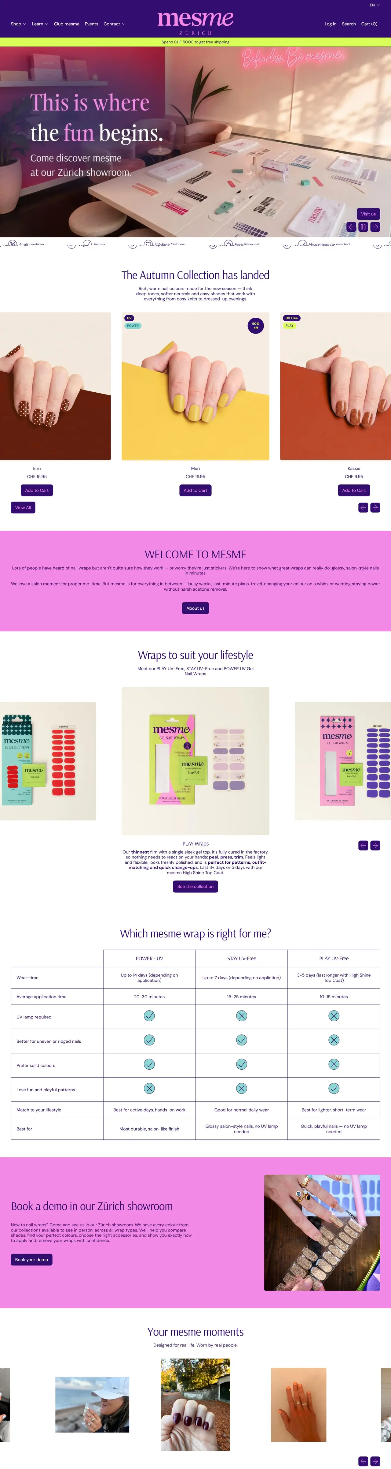Scrolling view of the mesme homepage